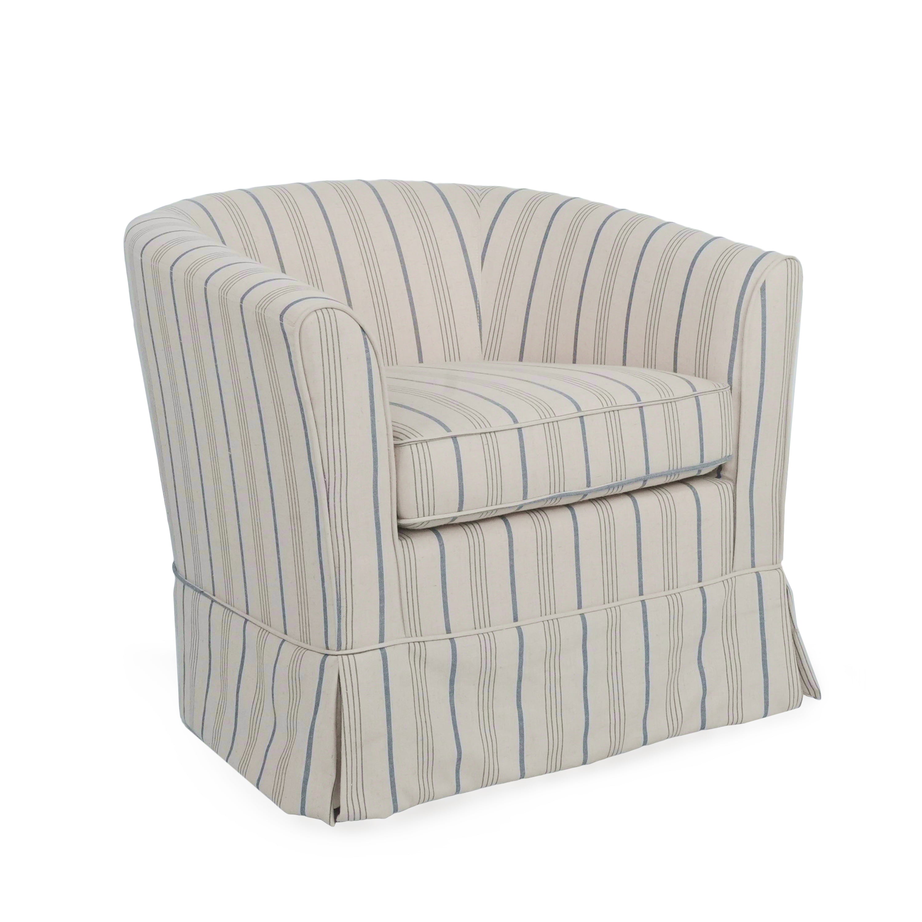 Christopher Knight Home Cecilia Modern Swivel 28.75" Barrel Club Chair, Beige/Blue/Fabric