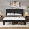 GDFStudio Rixa Industrial Wooden Platform Bed with Headboard, Antique Black, King