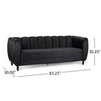 Modern Glam Velvet Sofa with Channel Stitching & Birch Wood Legs ¨C Luxury Upholstered Living Room Couch