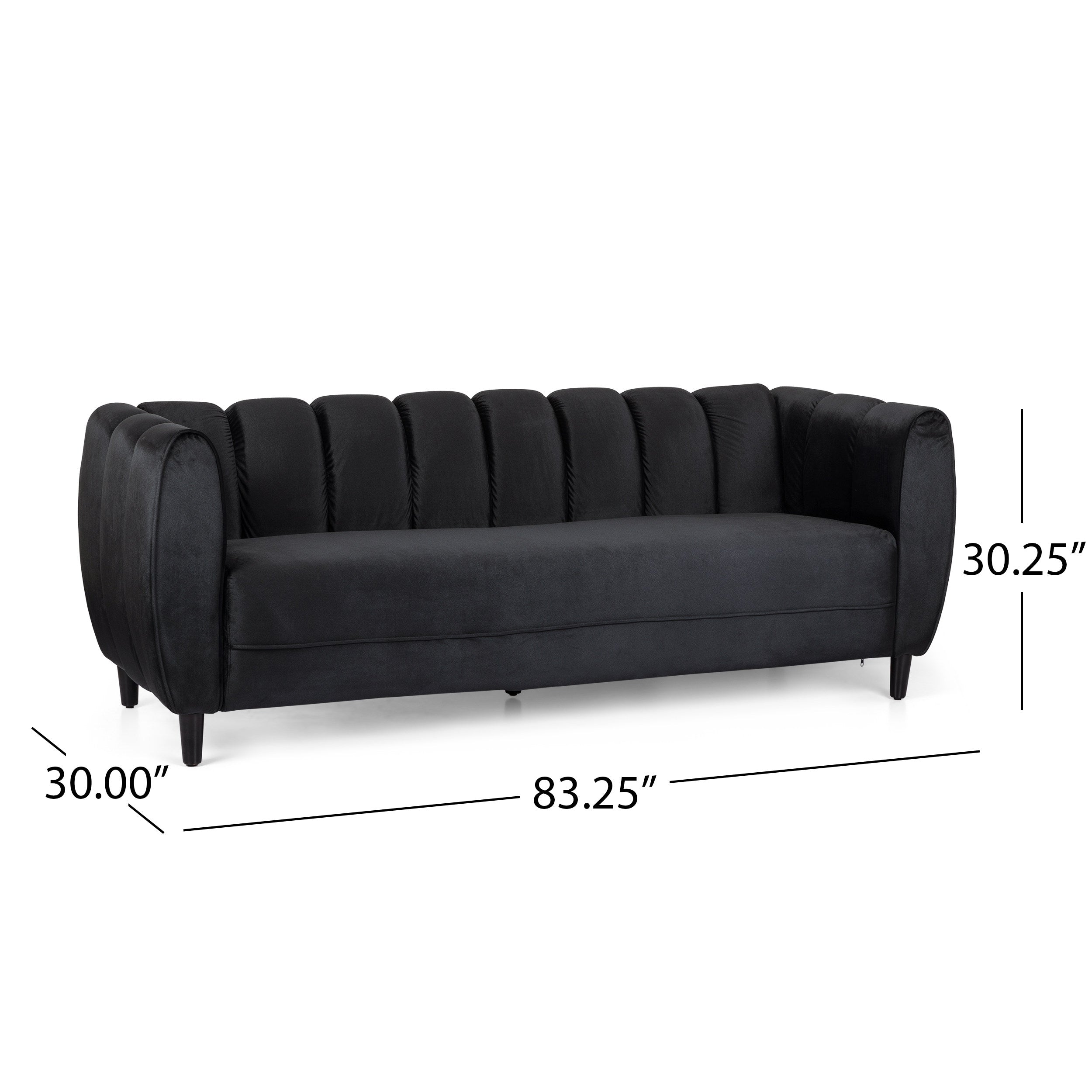 Modern Glam Velvet Sofa with Channel Stitching & Birch Wood Legs ¨C Luxury Upholstered Living Room Couch