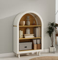 GDFStudio Annabelle Modern 37.4" Arched 3-Tier Storage Bookcase, White+Natural