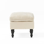 Christopher Knight Home Rectangular Tufted Pillow-Top Ottoman with Birchwood Frame & Turned Legs