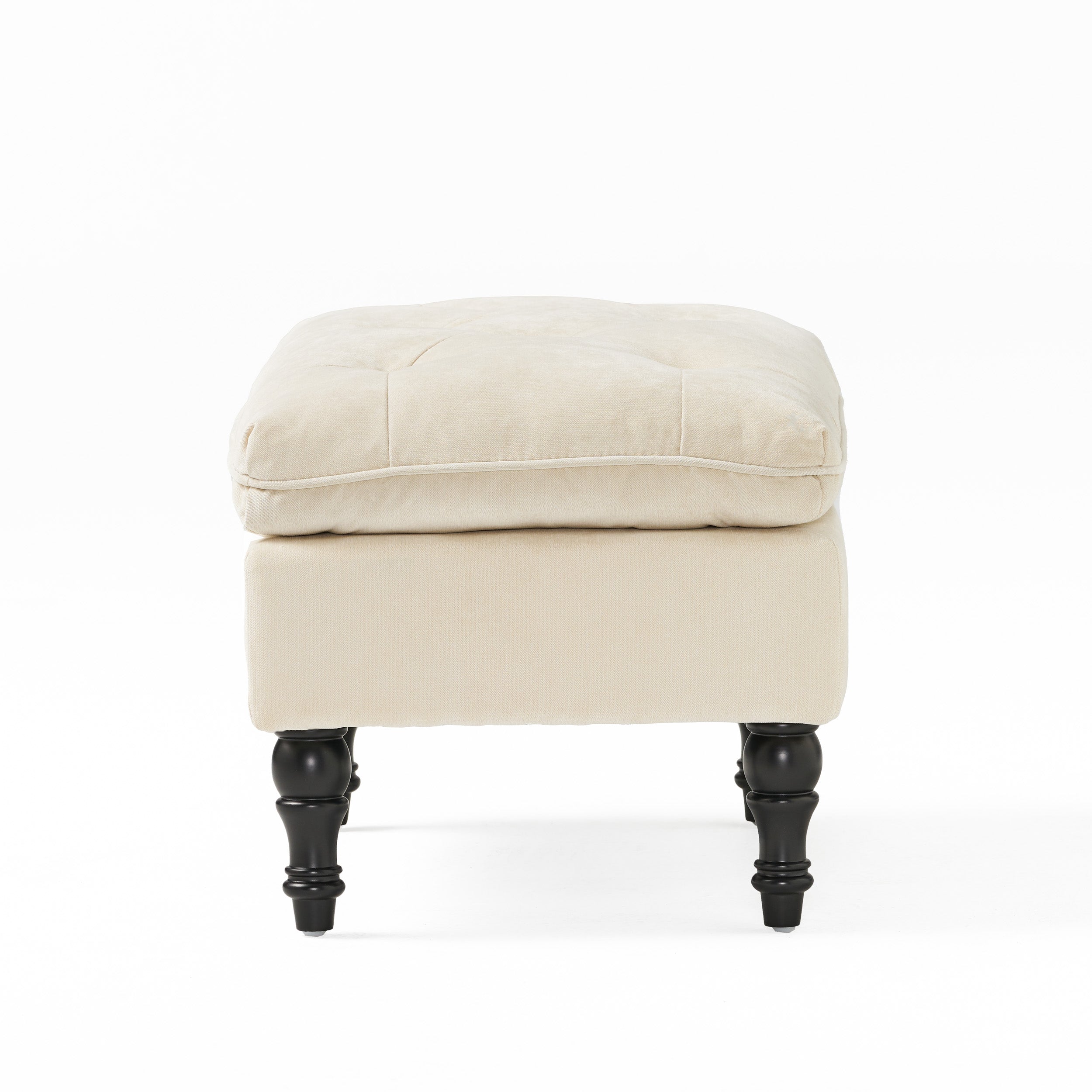Christopher Knight Home Rectangular Tufted Pillow-Top Ottoman with Birchwood Frame & Turned Legs