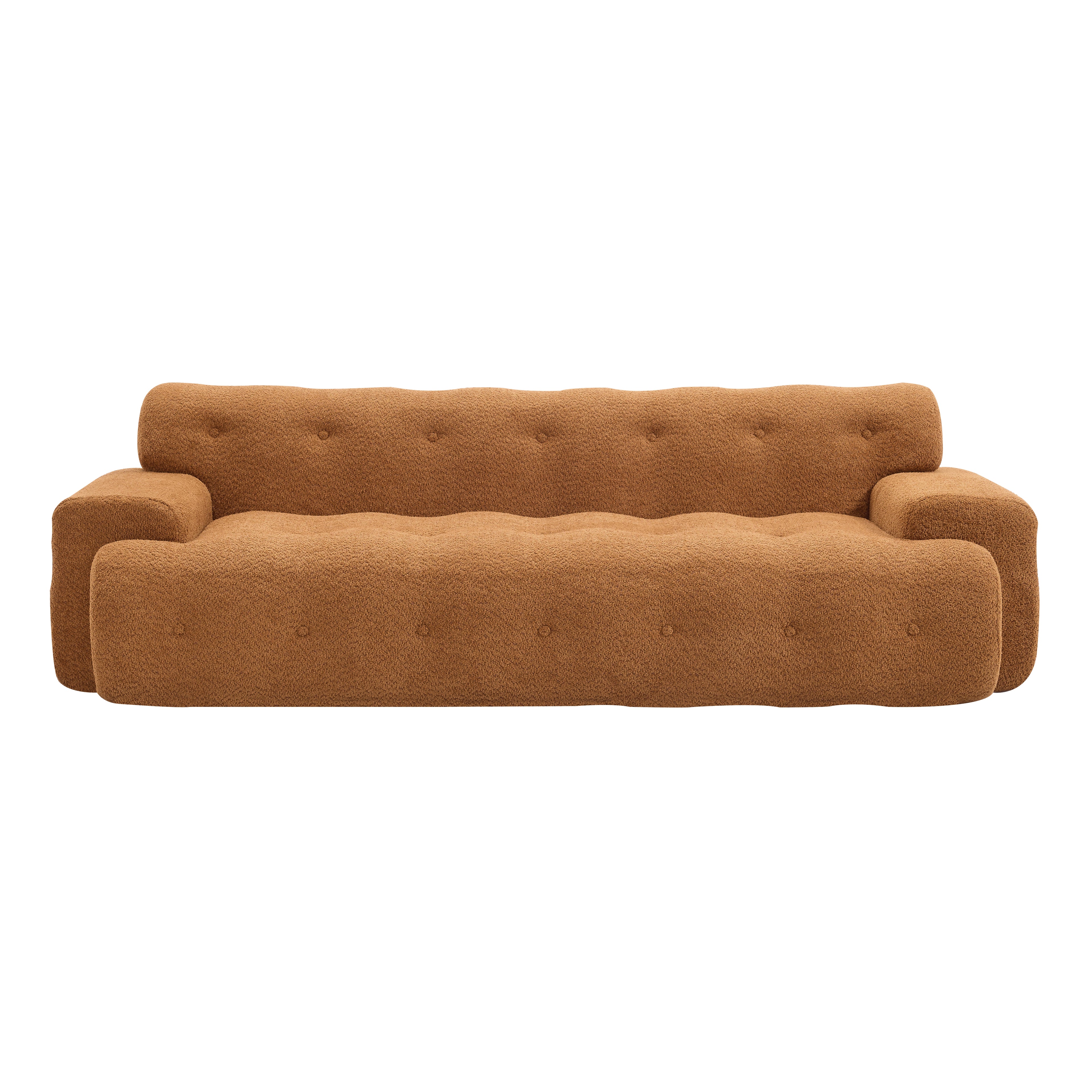 Christopher Knight Home Snowhite 88'' Modern Floor-Style 3-Seater Low Profile Sofa, Camel