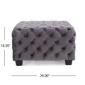 Modern Glam Velvet Ottoman – Button-Tufted Diamond Stitch, Coffee Table & Extra Seating, 29” Square