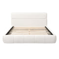 Christopher Knight Home Valentina Modern Boucle Upholstered Platform Bed with Headboard, White, King