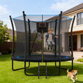 GDFStudio Playcrest 8FT Outdoor Trampoline with Safety Enclosure and Ladder, Black