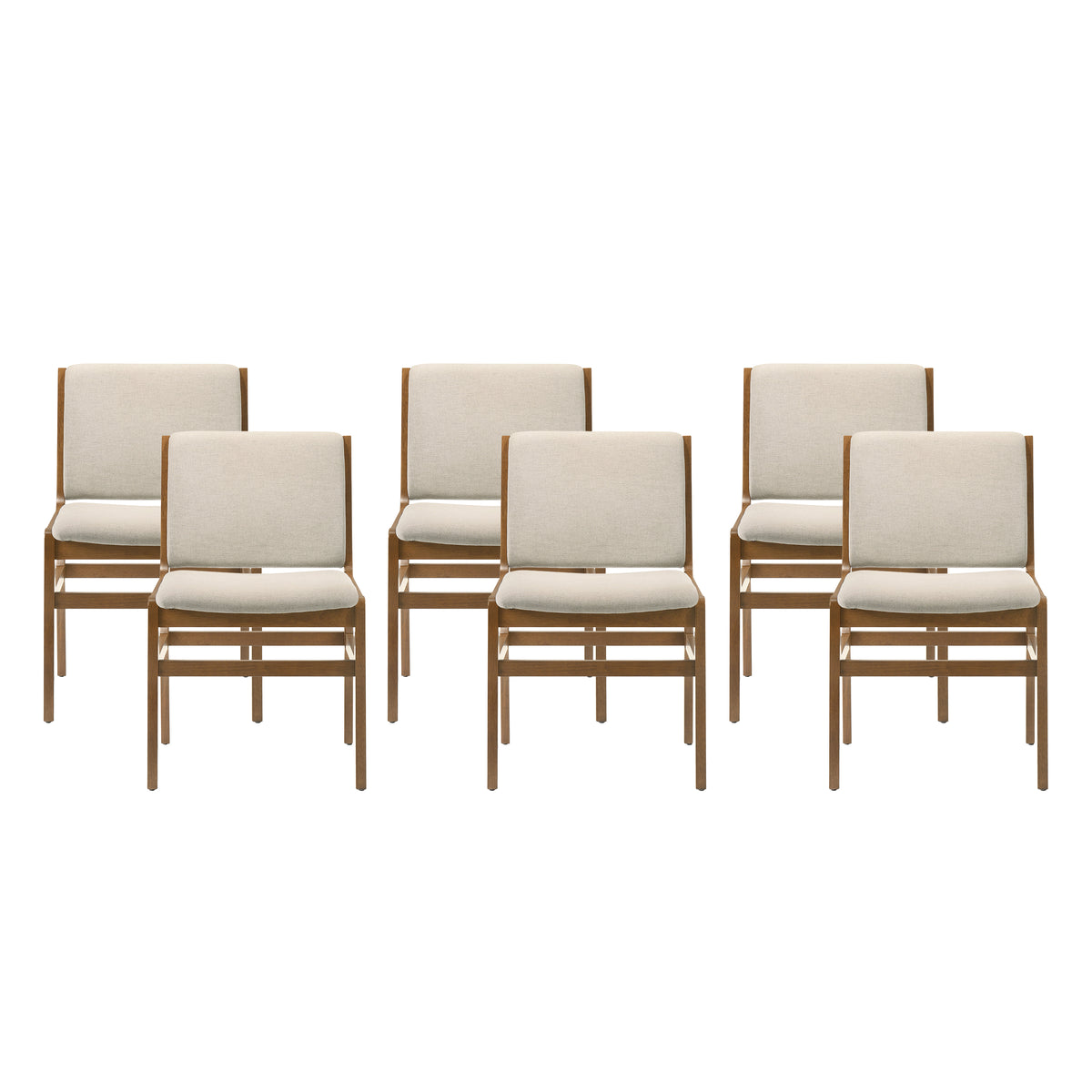 Christopher Knight Home Galtin Contemporary Fabric Upholstered Wood Dining Chairs (Set of 6), Wheat/Walnut