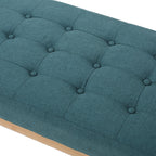 Christopher Knight Home Mid-Century Modern Tufted Upholstered Bench with Birch Wood Legs
