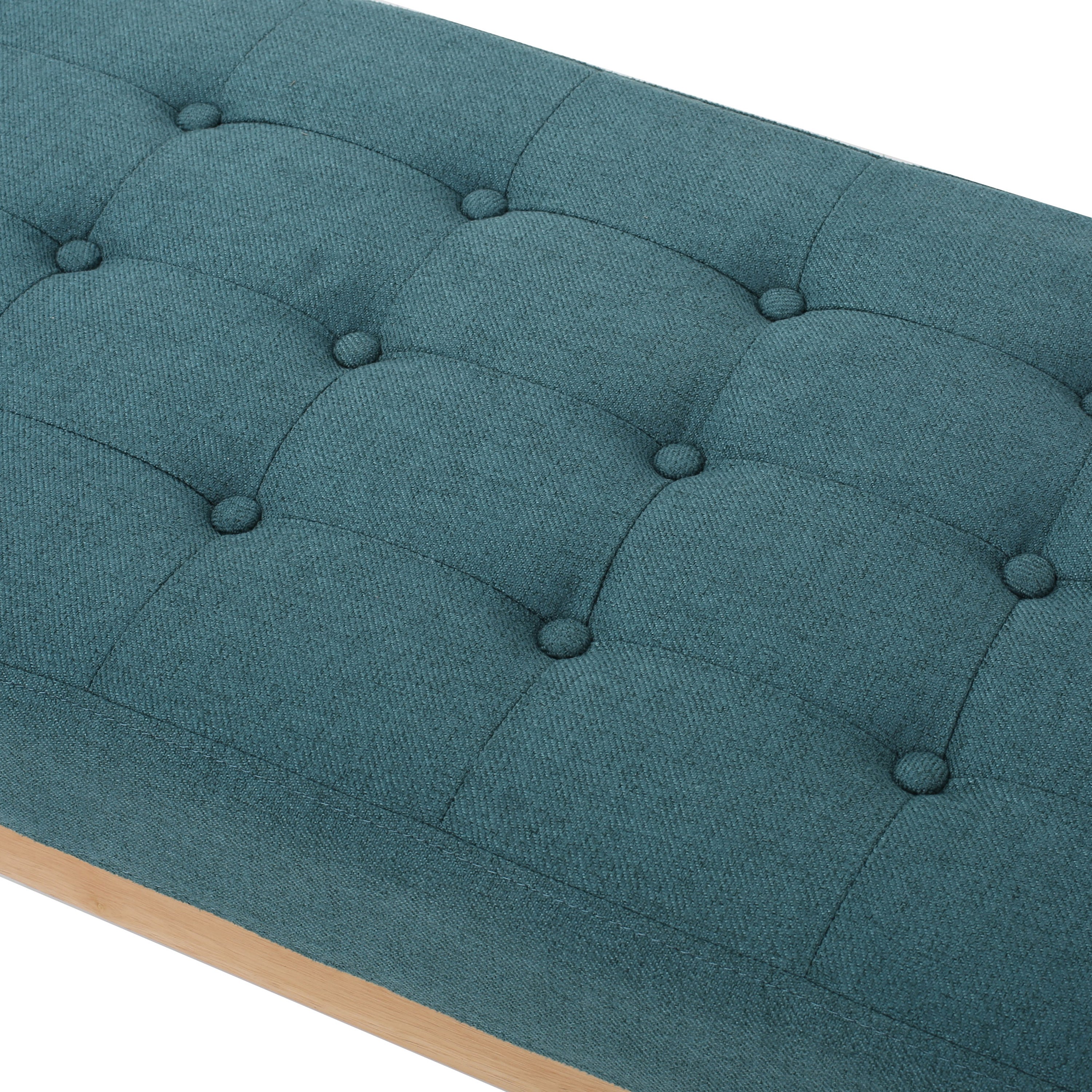 Christopher Knight Home Mid-Century Modern Tufted Upholstered Bench with Birch Wood Legs