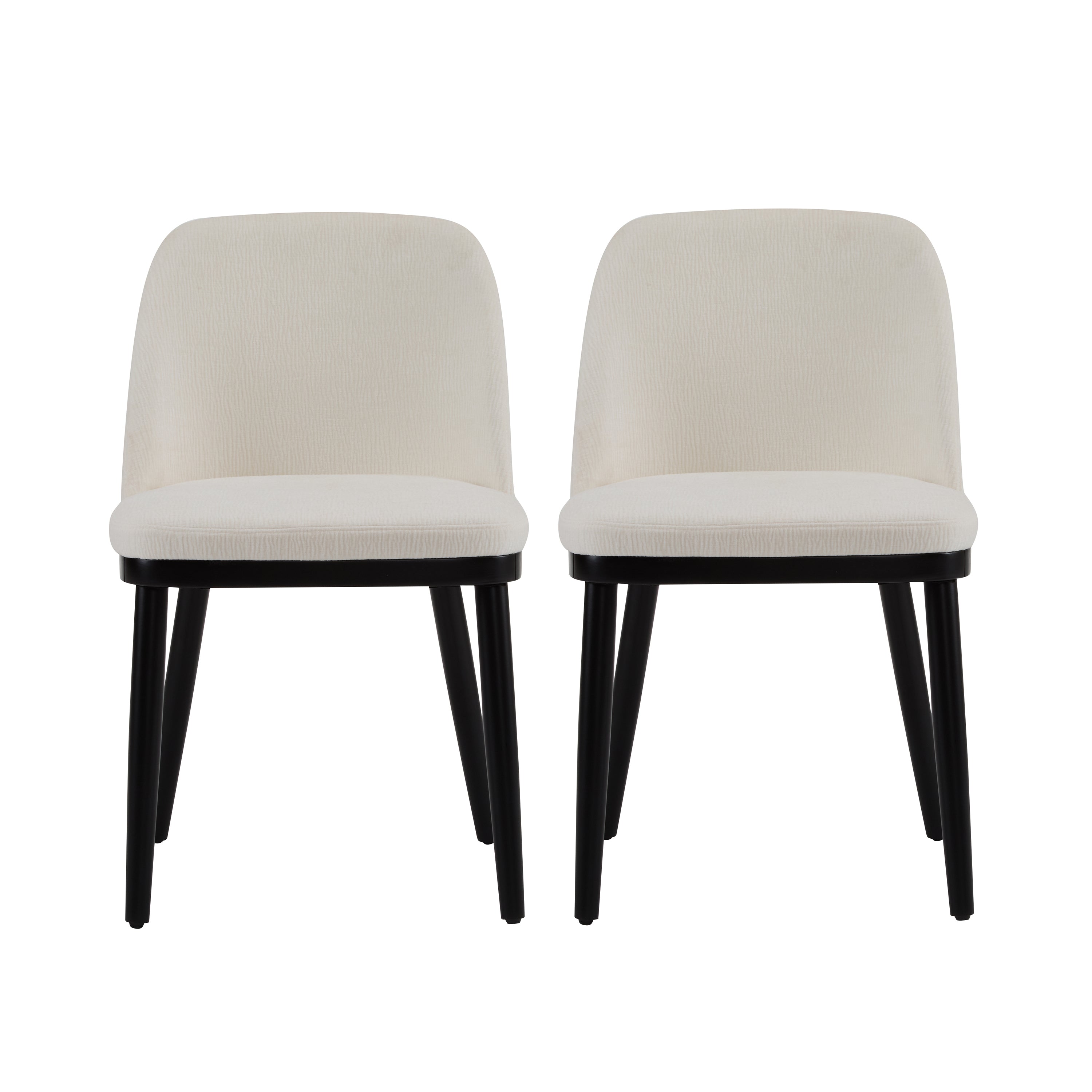 Christopher Knight Home Horizon Mid-Century Modern Upholstered Dining Chairs with Curved Backrest (Set of 2), Beige/Black