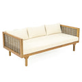 Christopher Knight Home Claremont Acacia and PE Rattan Outdoor 3 Seater Daybed with Cushions, Beige