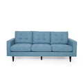 Contemporary 3-Seater Sofa with Button-Tufted Waffle Stitch & Tapered Rubberwood Legs