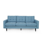 Contemporary 3-Seater Sofa with Button-Tufted Waffle Stitch & Tapered Rubberwood Legs