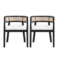 Christopher Knight Home Cinnabar 19.75" Seat Height Upholstered Rubberwood Tub Dining Chairs with Cane Back(Set of 2), Black