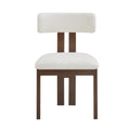 Christopher Knight Home Layla Iron Frame Upholstered Dining Chairs, White/Walnut, Set of 2