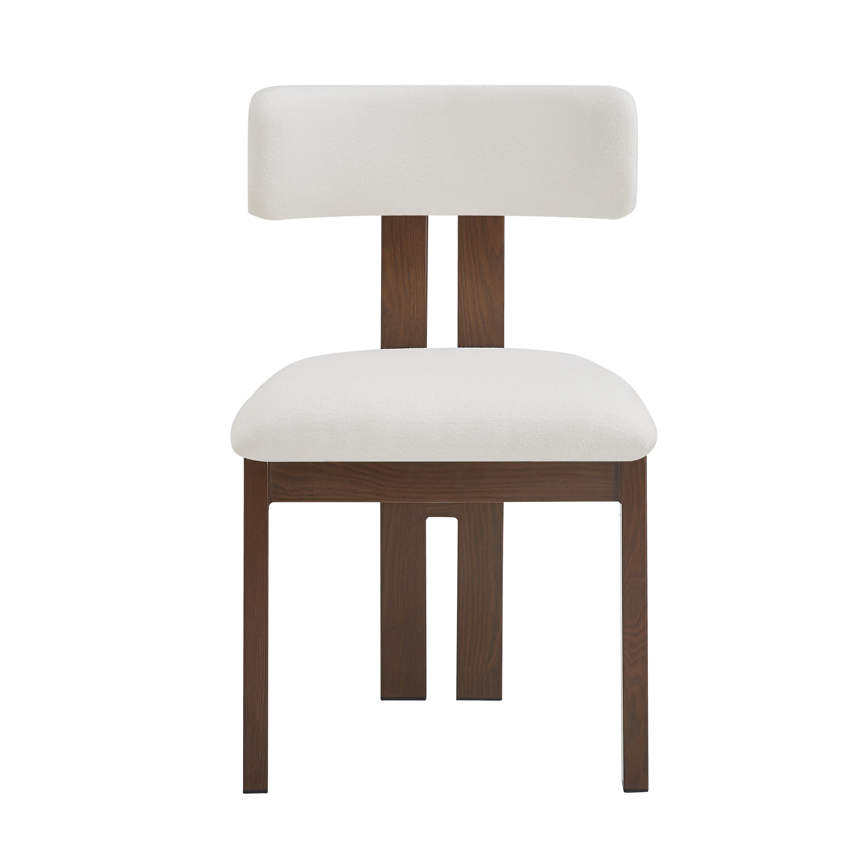 Christopher Knight Home Layla Iron Frame Upholstered Dining Chairs, White/Walnut, Set of 2