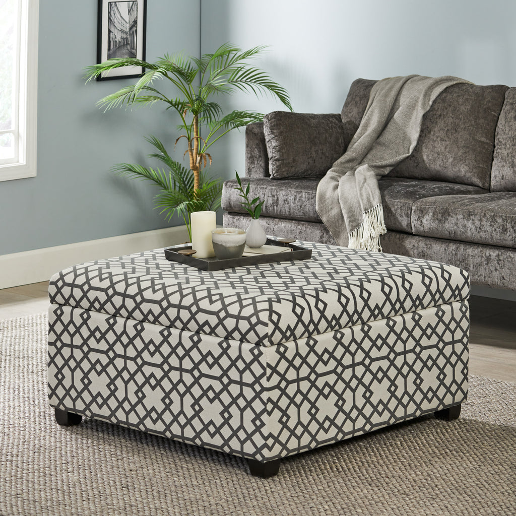 Christopher Knight Home Storage Ottoman with Patterned Upholstery & Hidden Storage Bench