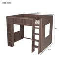 Queen Loft Bed with Storage Cabinets & Bookshelf, Solid Wood Loft Bed with Ladder for Small Bedrooms