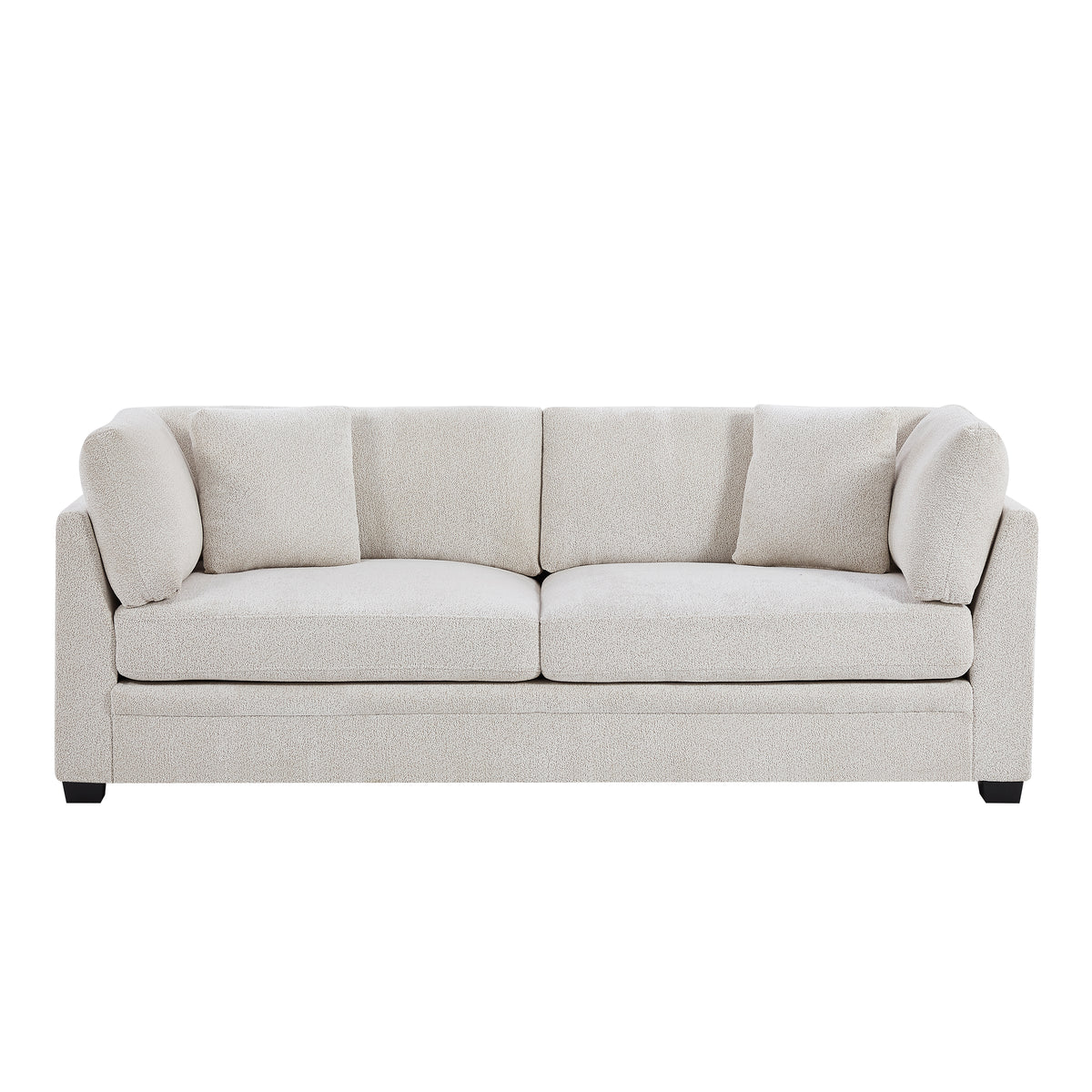 Christopher Knight Home Sany Modern 83.5" 3-Seater Chenille Upholstered Sofa with Flared Arms and Cushions, Beige