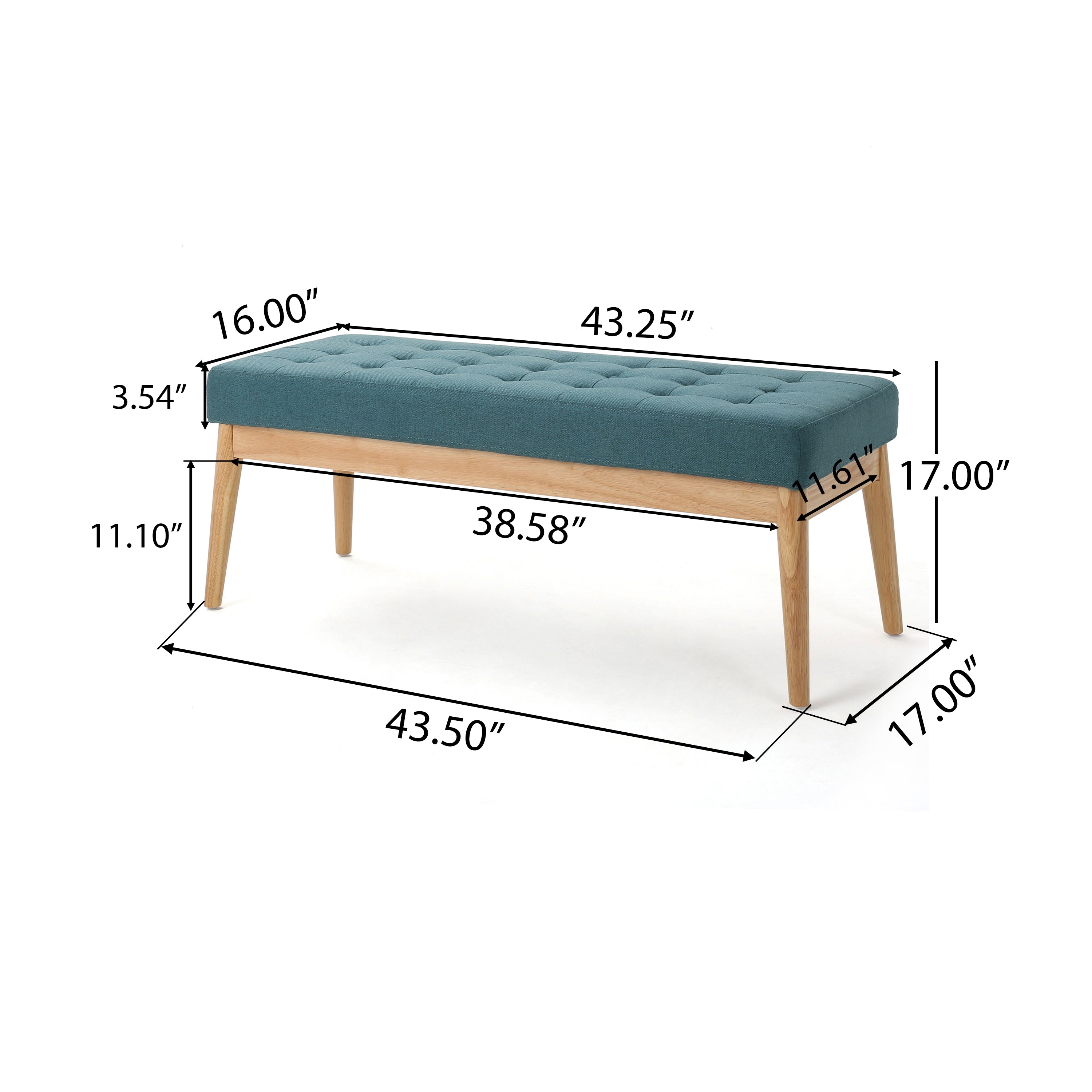 Christopher Knight Home Mid-Century Modern Tufted Upholstered Bench with Birch Wood Legs