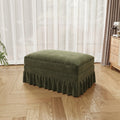 GDFStudio Lorien Mid-Century Modern Chenille Upholstered Ottoman, Green