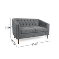 Tufted Loveseat with Birch Wood Legs – Modern Tub-Style Small Space Sofa
