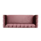 Modern Glam Velvet Sofa with Channel Stitching & Birch Wood Legs ¨C Luxury Upholstered Living Room Couch