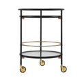 Christopher Knight Home Vincent Modern Round Bar Cart with Tempered Glass Shelves and 4 Casters, Black