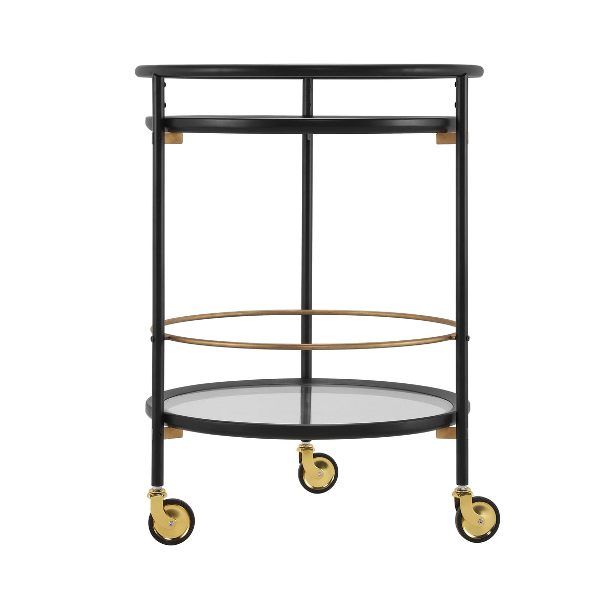 Christopher Knight Home Vincent Modern Round Bar Cart with Tempered Glass Shelves and 4 Casters, Black