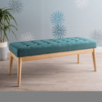 Christopher Knight Home Mid-Century Modern Tufted Upholstered Bench with Birch Wood Legs