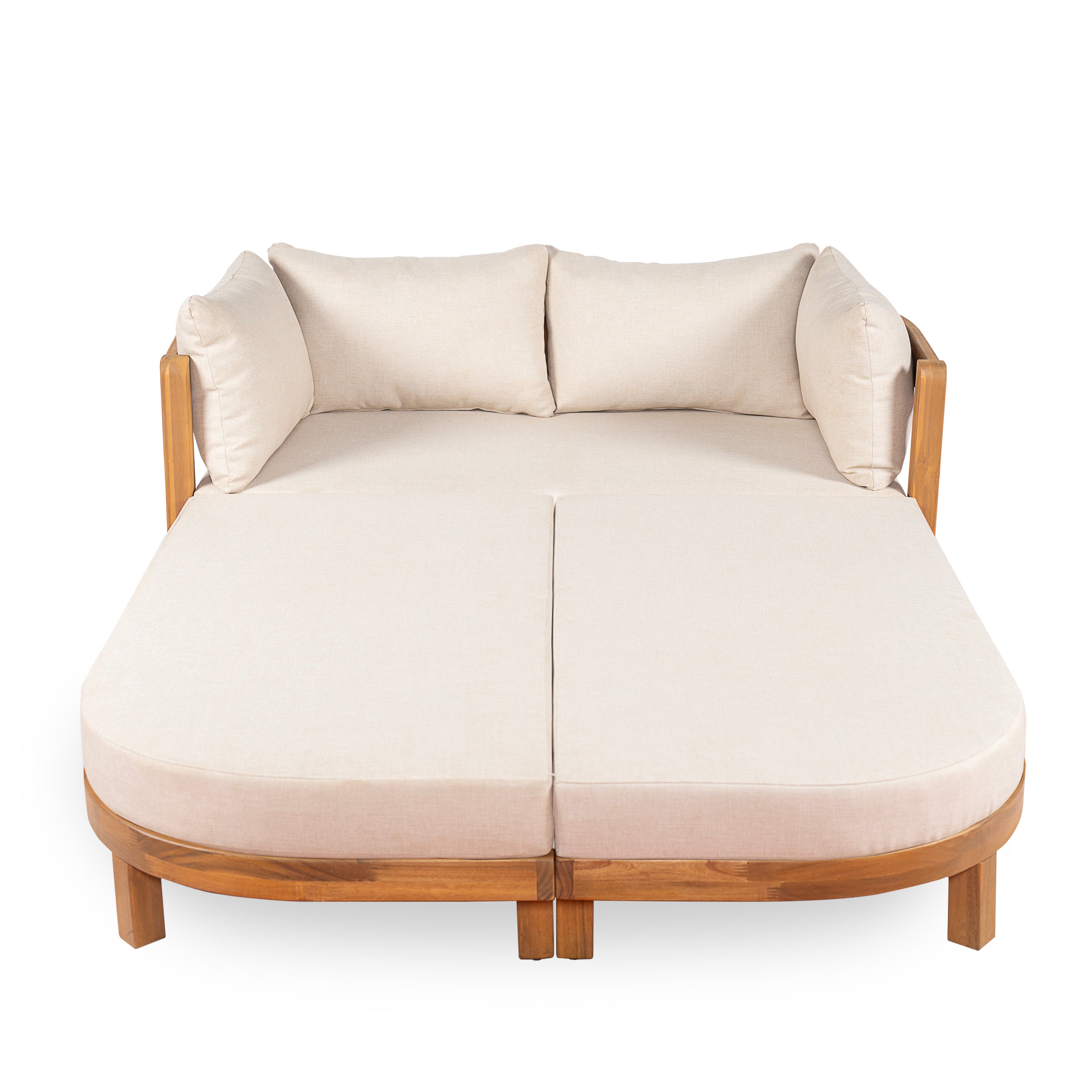 Christopher Knight Home Donovan Outdoor Acacia Wood Daybed with Cushion, Teak/Beige