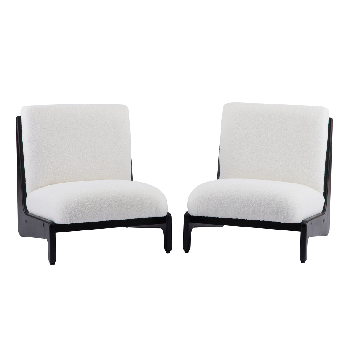 Christopher Knight Home Moda Armless Accent Chair Solid Wood Frame, Set of 2, Black and White