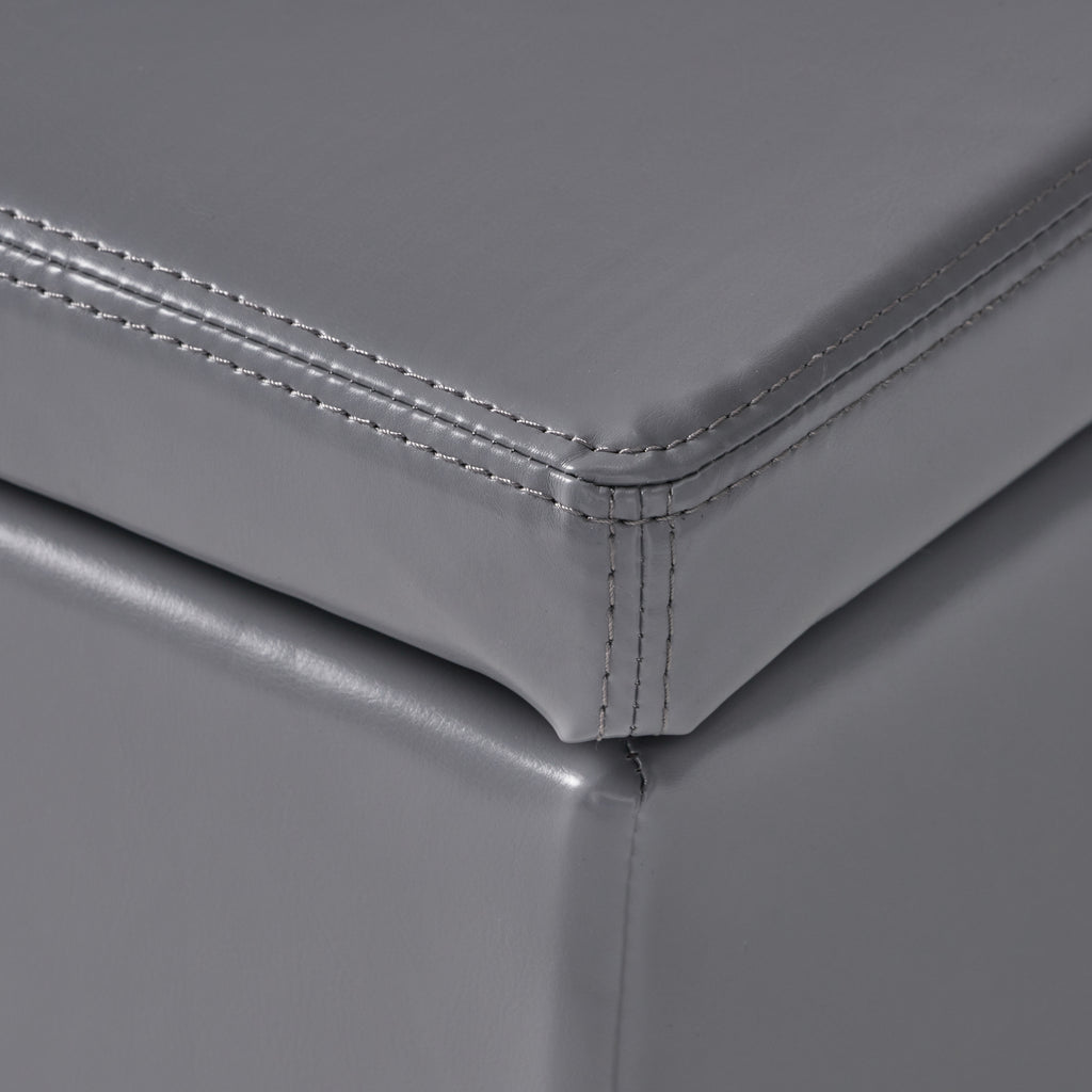 Christopher Knight Home 50" Faux Leather Tufted Storage Ottoman Bench with Hidden Storage