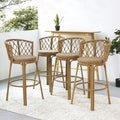 Christopher Knight Home Solstice Outdoor Boho Metal and Ratton Barstools, Brown, Set of 4