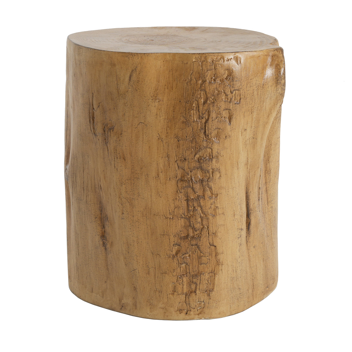 Christopher Knight Home Dorothy Outdoor Handcrafted Wood Stump Design Lightweight Concrete Side Table, Light Brown
