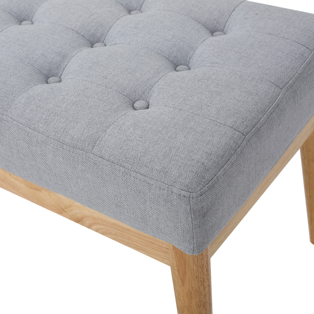 Christopher Knight Home Mid-Century Modern Tufted Upholstered Bench with Birch Wood Legs