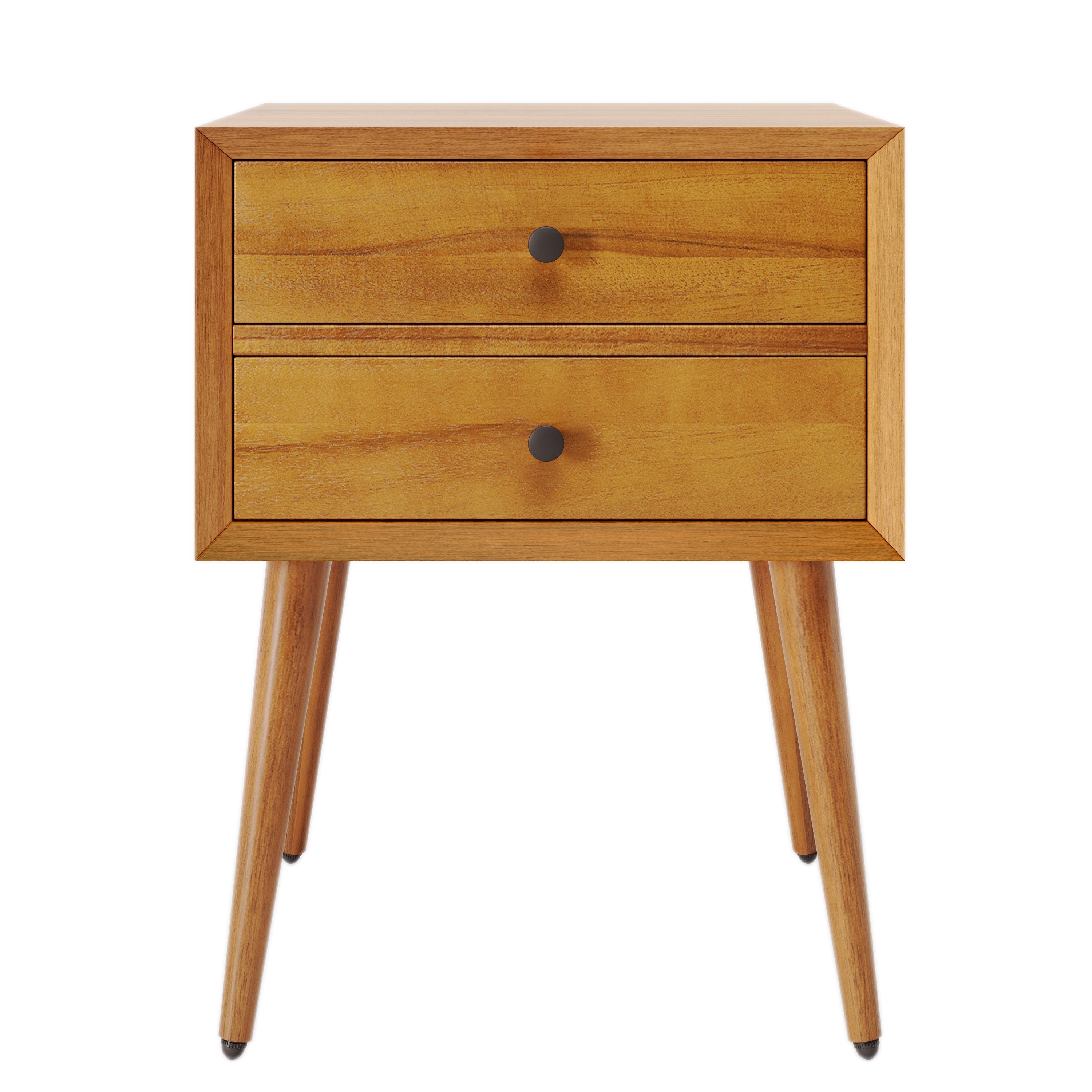 Christopher Knight Home Caesar Mid-Century Modern Acacia Wood Nightstand with 2 Drawers, Natural