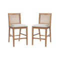 Christopher Knight Home Maris French Country Handwoven Rattan Rubberwood Upholstered Counter Stools (Set of 2), Natural