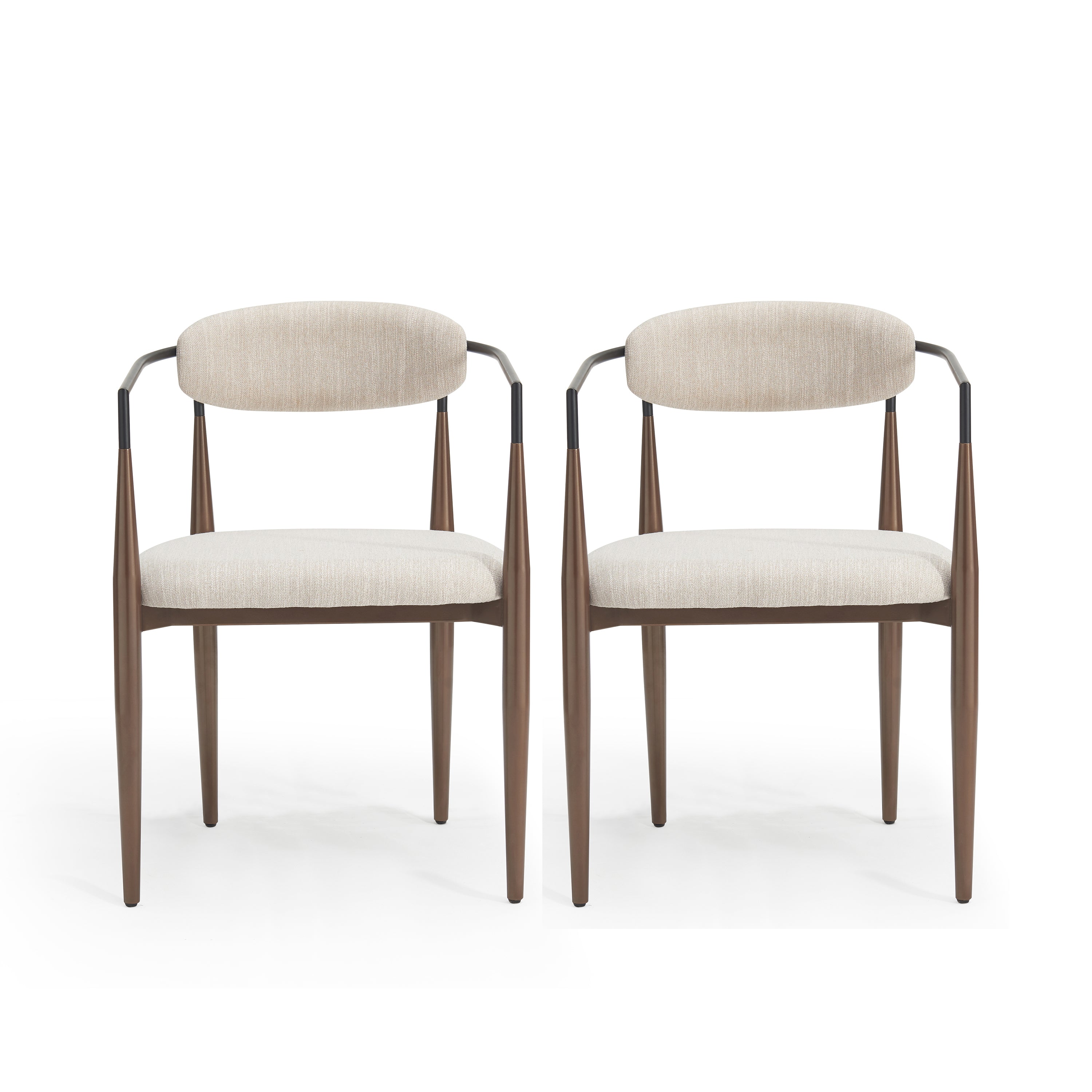 Christopher Knight Home Judith Upholstered Iron Dining Chair (Set of 2), Beige and Black and Coffee Gold