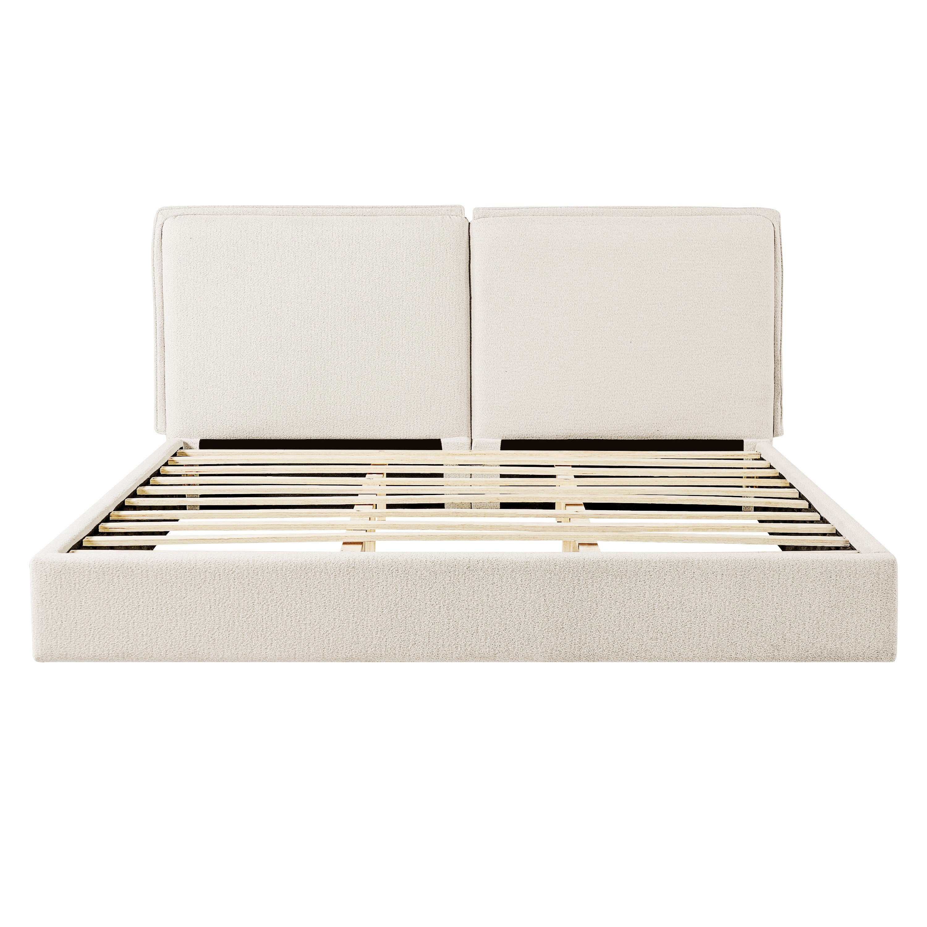 Christopher Knight Home Joanna Modern King Size Rubberwood Boucle Upholstered Bed, Beige