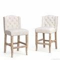 Christopher Knight Home Evelina Contemporary Wingback Rubberwood Upholstered Tufted Counter Stools (Set of 2), Beige