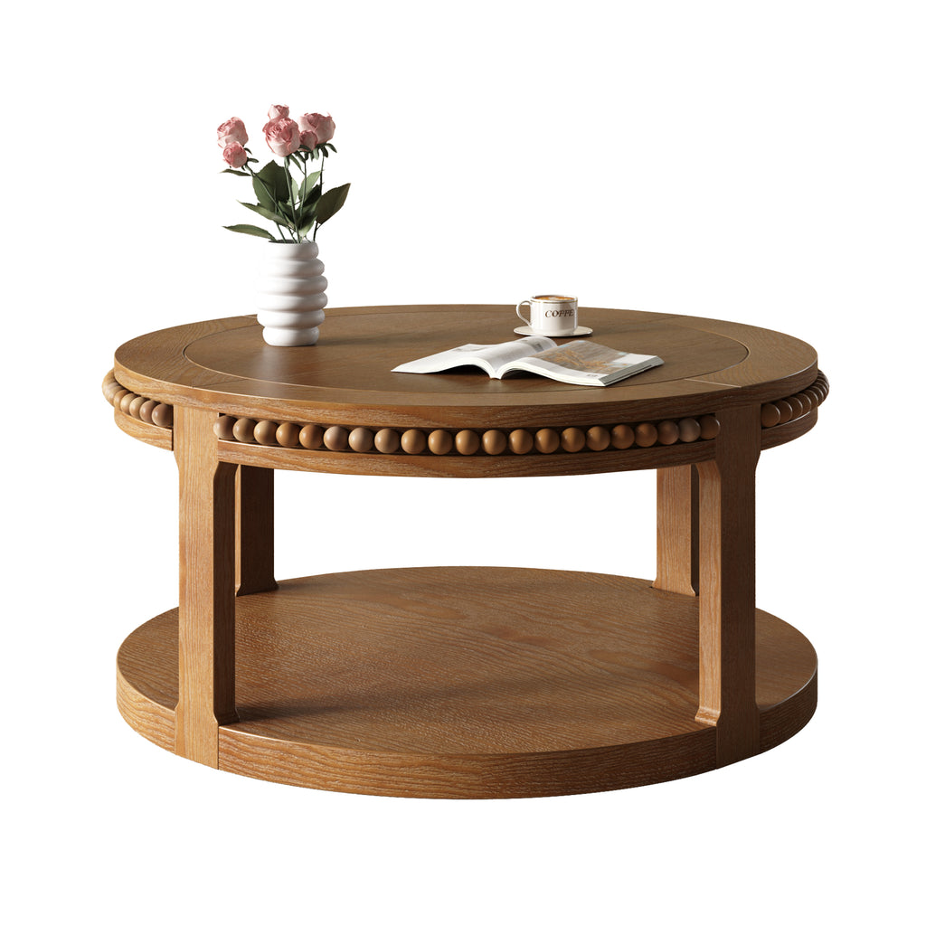 GDFStudio Chiori Modern 2-Tier Wooden 31" Round Coffee Table