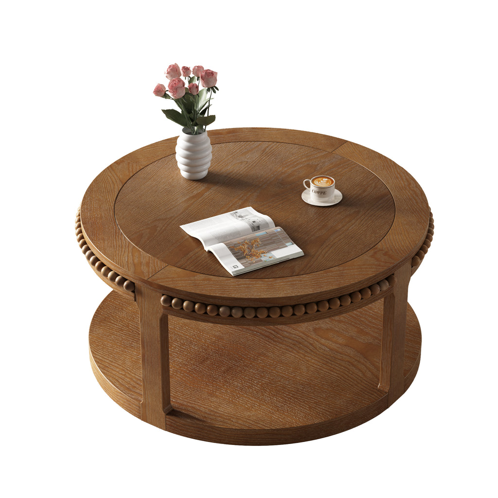 GDFStudio Chiori Modern 2-Tier Wooden 31" Round Coffee Table