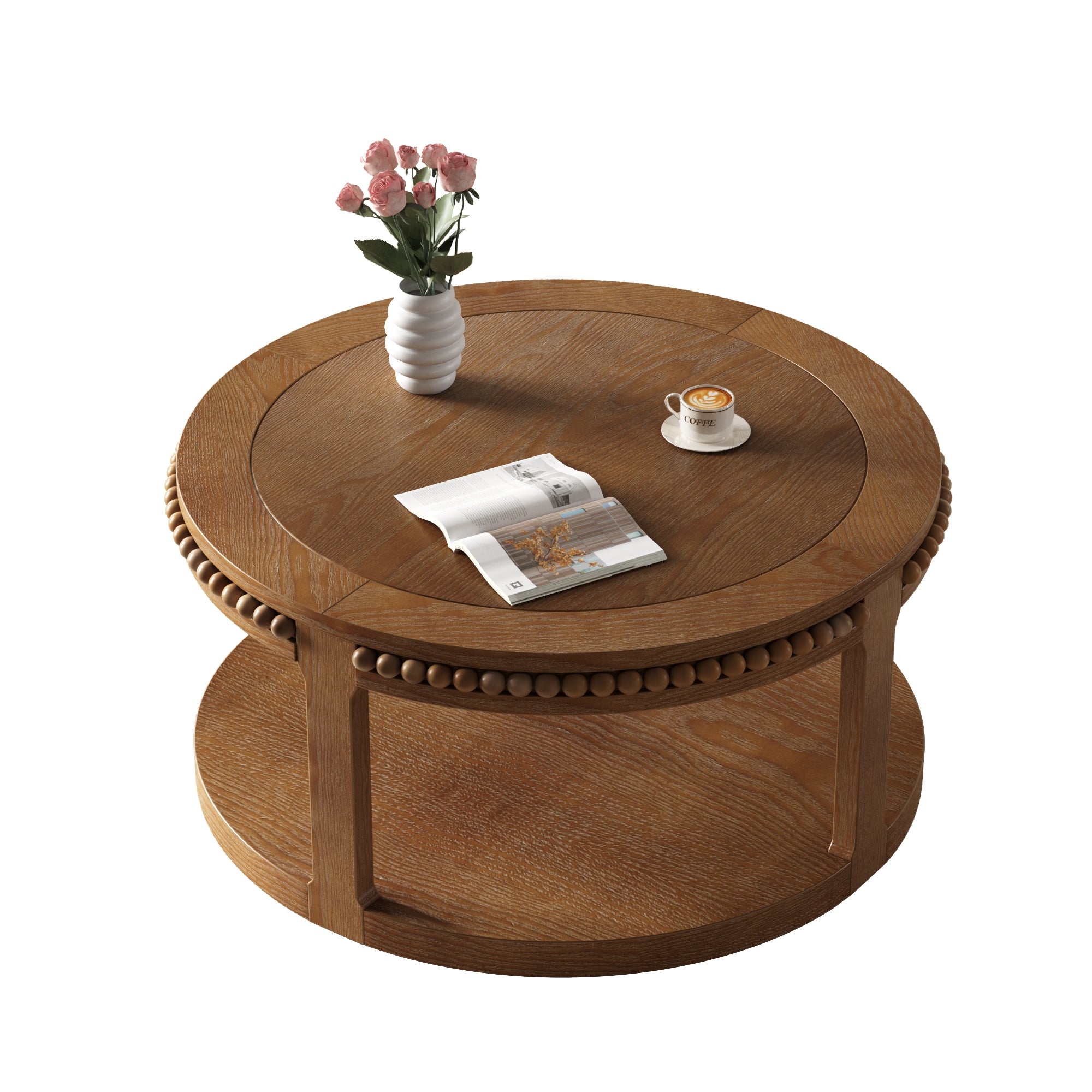 GDFStudio Chiori Modern 2-Tier Wooden 31" Round Coffee Table