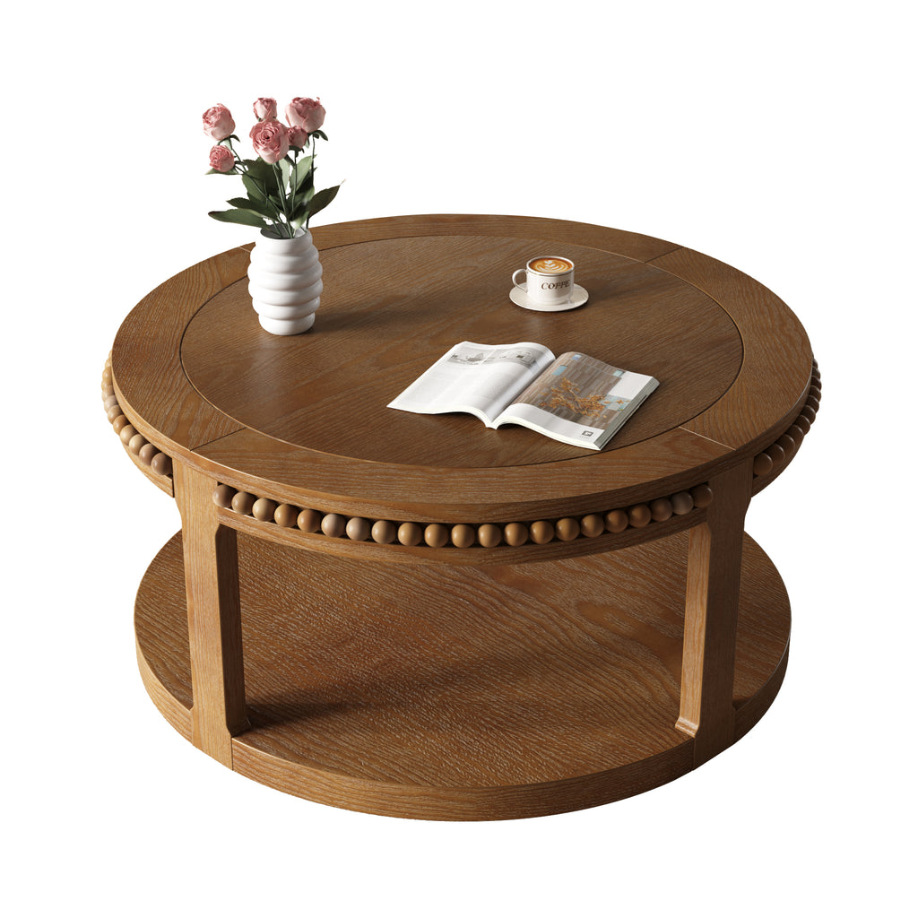 GDFStudio Chiori Modern 2-Tier Wooden 31" Round Coffee Table