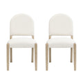 Christopher Knight Home Boyle Mid Century Fabric Upholstered Dining Chairs with Back (Set of 2), Beige/Natural Ash