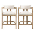 Christopher Knight Home Stowe Upholstered 26" Rubberwood Counter Stool with Footrest (Set of 2), Light Ash