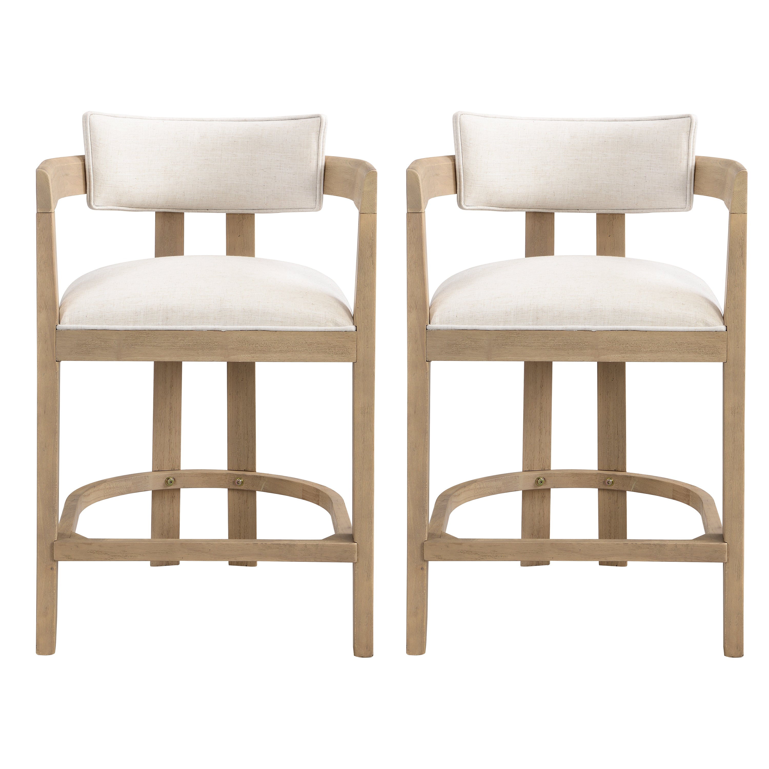 Christopher Knight Home Stowe Upholstered 26" Rubberwood Counter Stool with Footrest (Set of 2), Light Ash