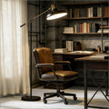 GDFStudio Calder Industrial Adjustable Floor Lamp, Black/Gold